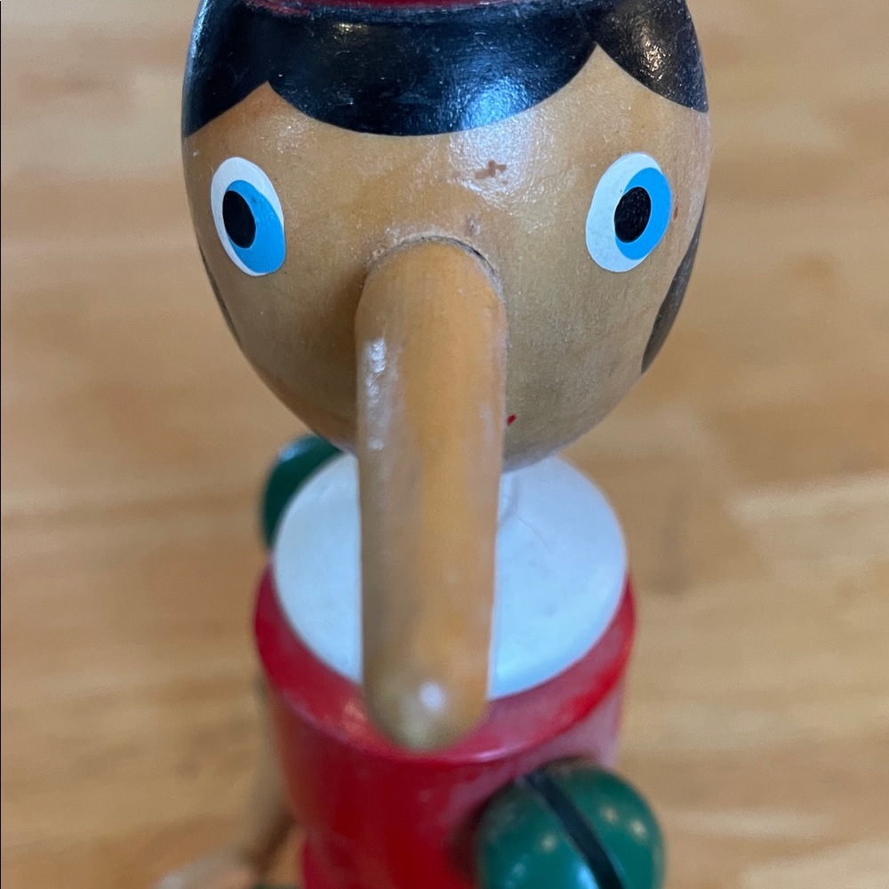 Classic Wooden Pinocchio Doll- Red and Green - Picture 4 of 5